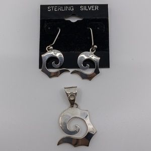 Sterling Silver Earrings and Matching Pendant
